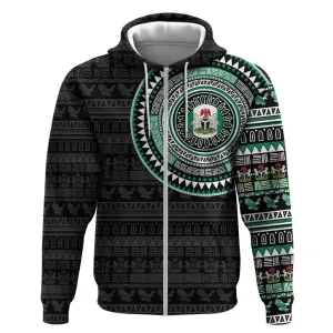 Nigeria African Tribal Pattern Zip Hoodie Chest Arm Tattoo LT15