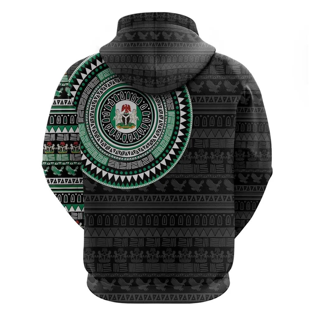Nigeria African Tribal Pattern Zip Hoodie Chest Arm Tattoo LT15