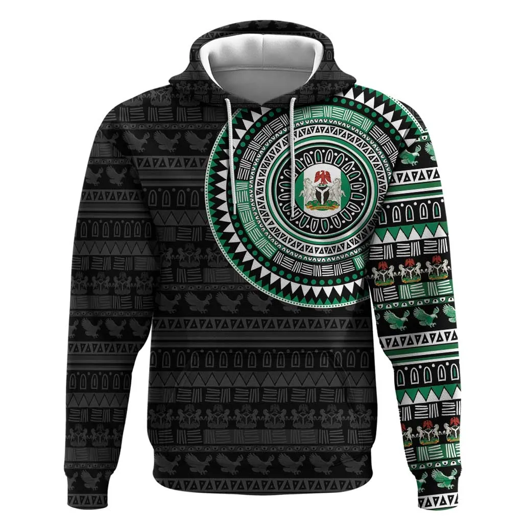 Nigeria African Tribal Pattern Zip Hoodie Chest Arm Tattoo LT15