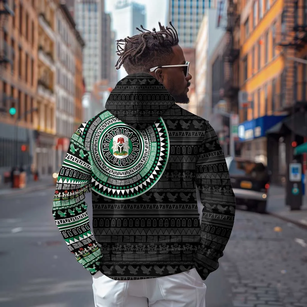 Nigeria African Tribal Pattern Zip Hoodie Chest Arm Tattoo LT15