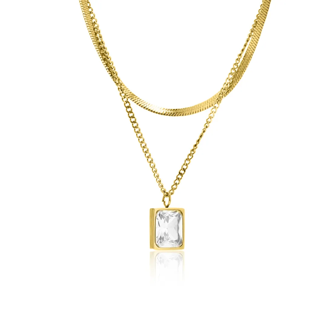 NINA LAYERED NECKLACE - CLEAR