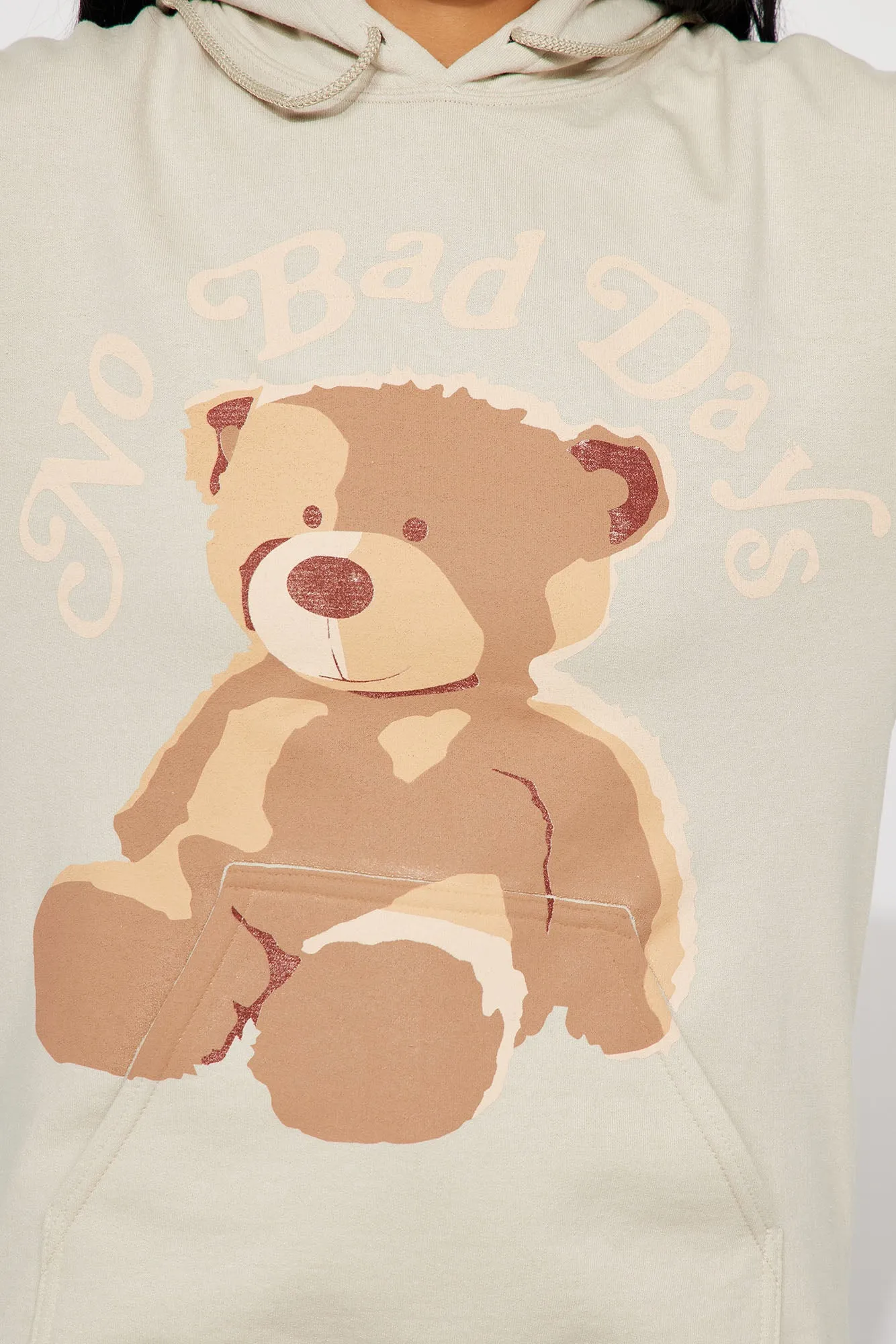 No Bad Days Teddy Bear Hoodie - Taupe