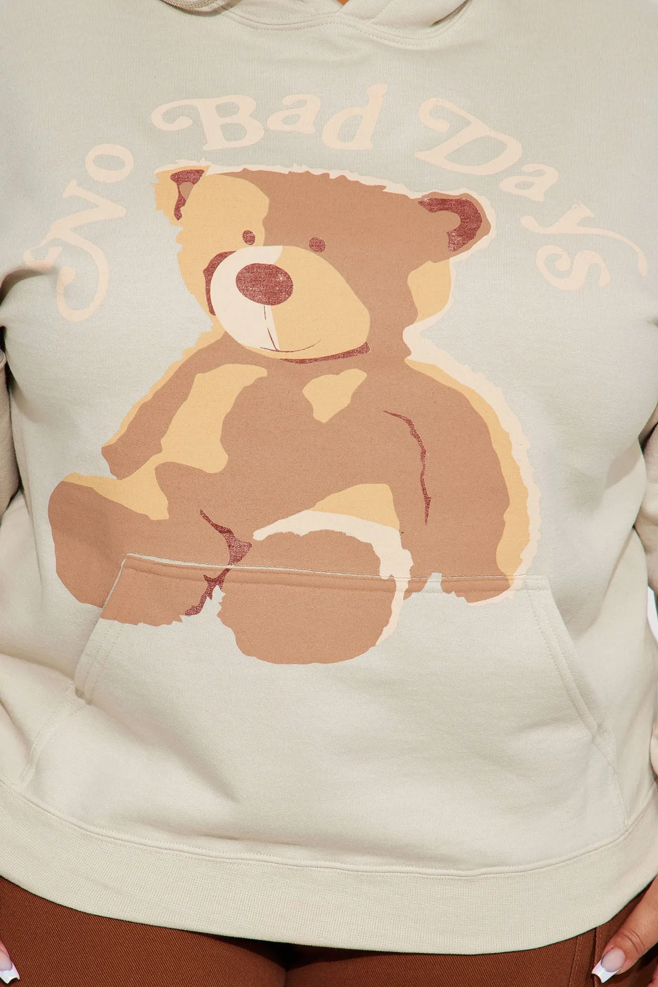 No Bad Days Teddy Bear Hoodie - Taupe