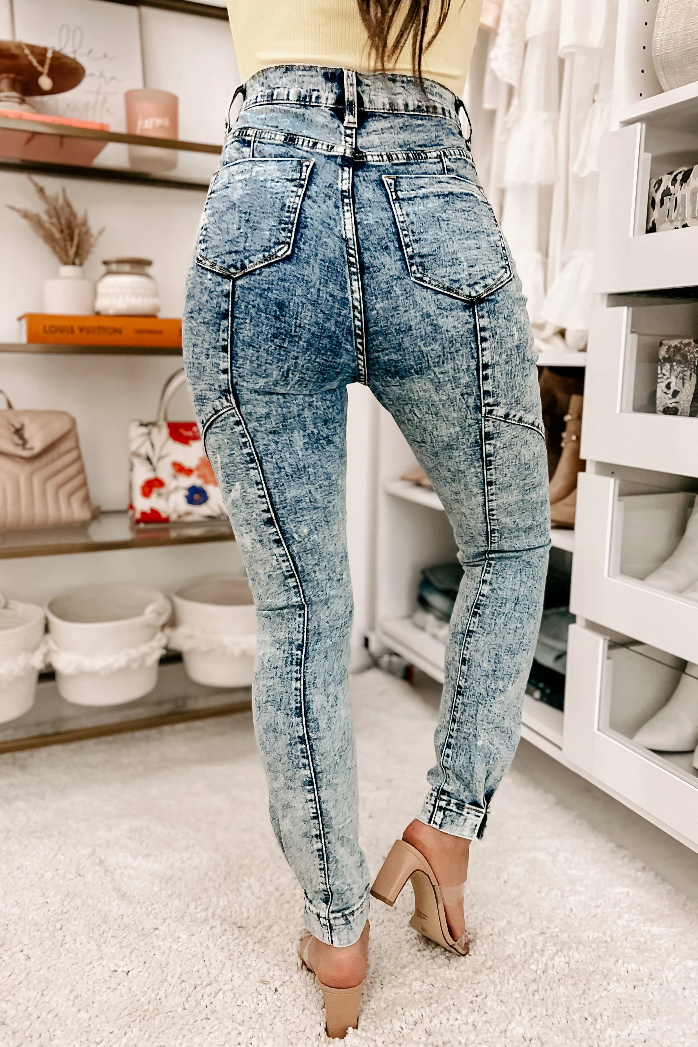 No More Games Acid Wash Center Seam Jeans (Light)