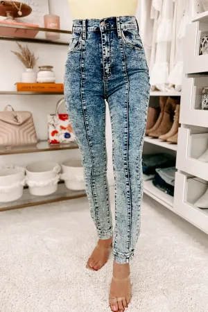 No More Games Acid Wash Center Seam Jeans (Light)