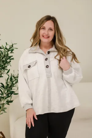 No Time Like Now Grey Henley Pullover by Bucketlist