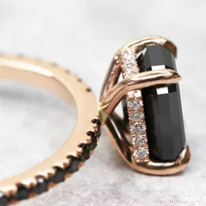Noir Mystique Unique Natural Black Diamond Emerald Cut Engagement Ring In Rose Gold