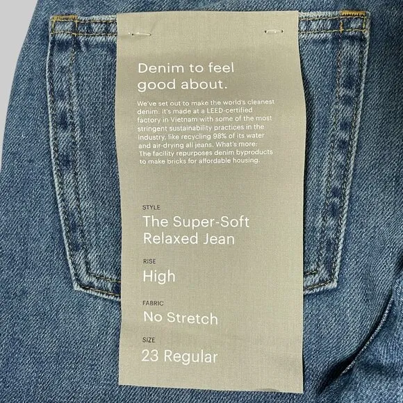 NWT Everlane The Super Soft Relaxed Jean Womens 23 Mid Indigo