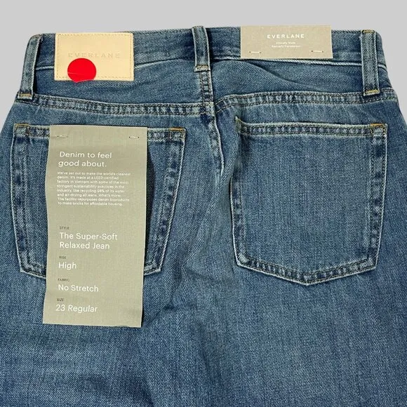 NWT Everlane The Super Soft Relaxed Jean Womens 23 Mid Indigo