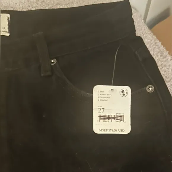 NWT Free People Maggie Mid-Rise Straight Cropped Jeans-Washed Black 27