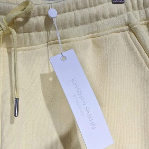 NWT Jonathan Simkhai Standard Evie Terry Sweat Shorts Lemon Women's Size XL