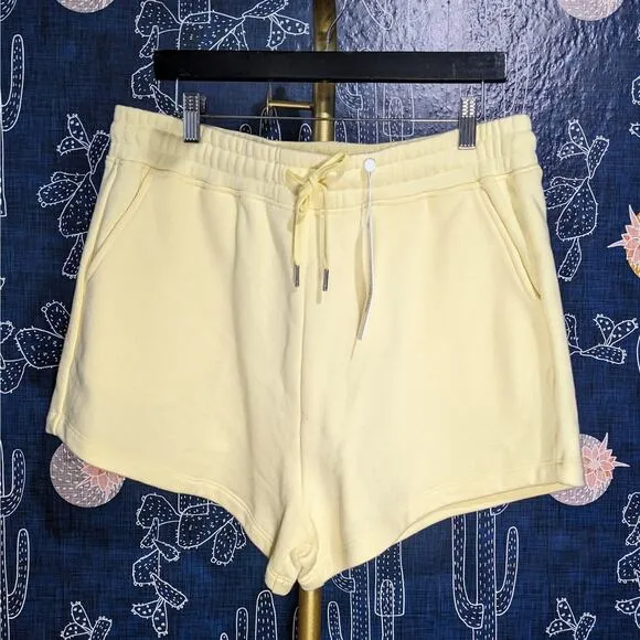 NWT Jonathan Simkhai Standard Evie Terry Sweat Shorts Lemon Women's Size XL