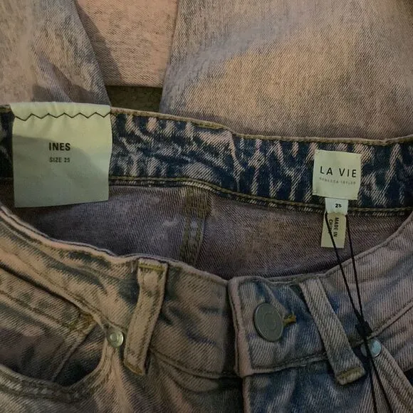 NWT La Vie Rebecca Taylor Ines Pink Acid Jeans High Waist Cropped Jeans