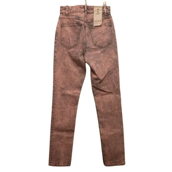 NWT La Vie Rebecca Taylor Ines Pink Acid Jeans High Waist Cropped Jeans