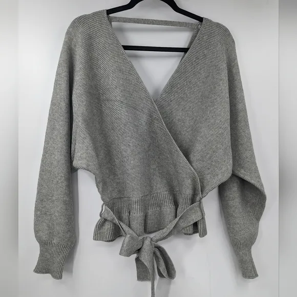 NWT LULU'S Faux Wrap Cropped Dolman Sweater