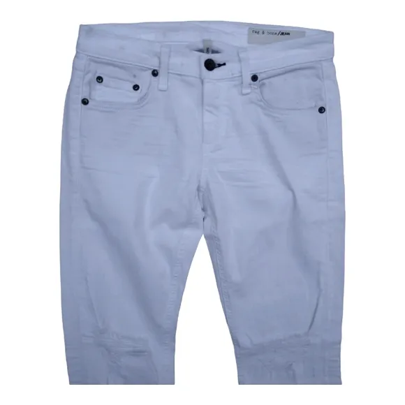 NWT Rag &amp; Bone Dre Capri Distressed Staggered Raw Hem White Denim Jeans Size 26