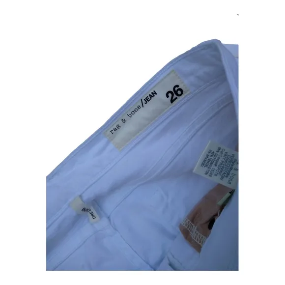 NWT Rag &amp; Bone Dre Capri Distressed Staggered Raw Hem White Denim Jeans Size 26