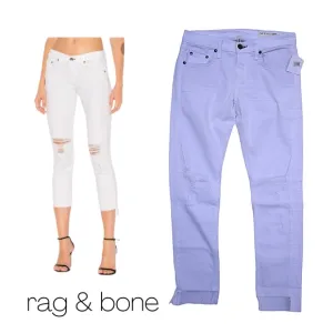 NWT Rag &amp; Bone Dre Capri Distressed Staggered Raw Hem White Denim Jeans Size 26
