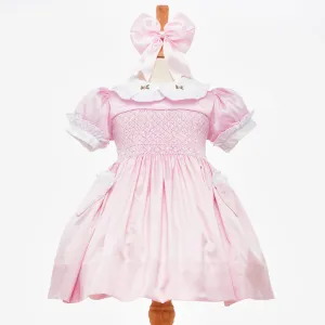 Ocean Baby Girls Exclusive Rose Lux Collection Satin Smocked Petticoat Layered Dress (3M-6Yrs)