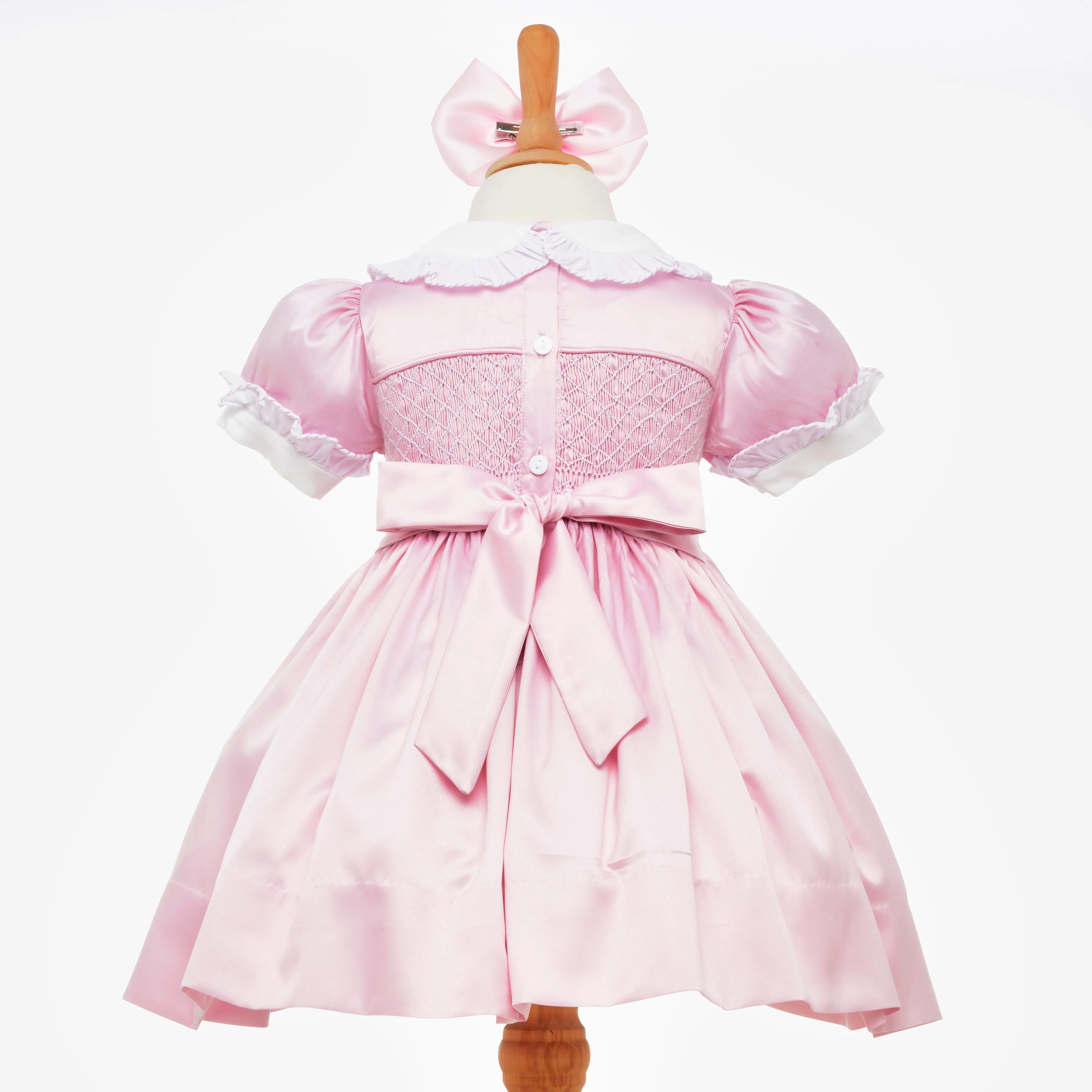 Ocean Baby Girls Exclusive Rose Lux Collection Satin Smocked Petticoat Layered Dress (3M-6Yrs)