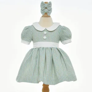 Ocean Baby Girls Old Fashioned Blue Tweed Petticoat Layered Dress (12M-12Yrs)
