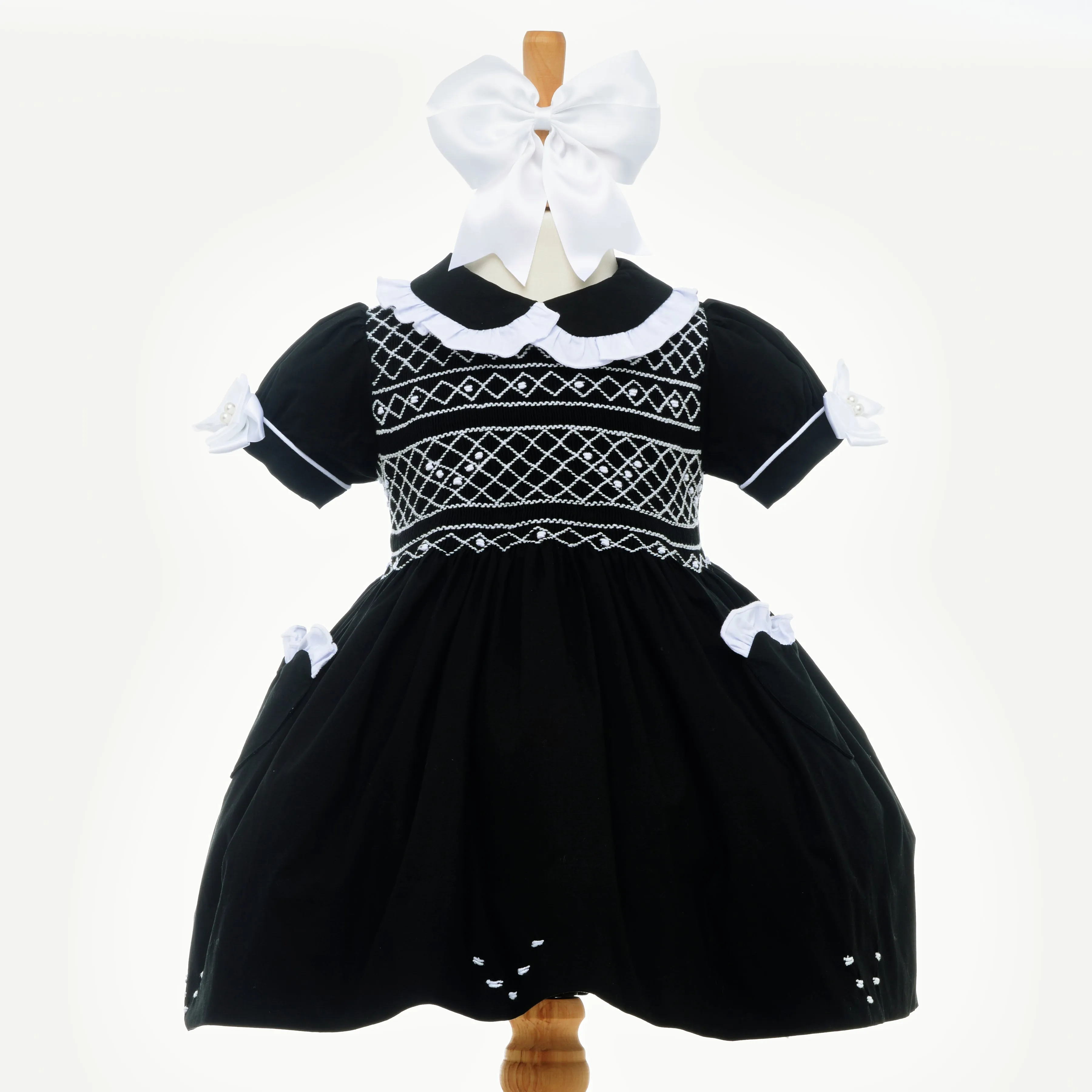Ocean Baby Girls Smocked Petticoat Layered Dress - Black (6M-8Yrs)