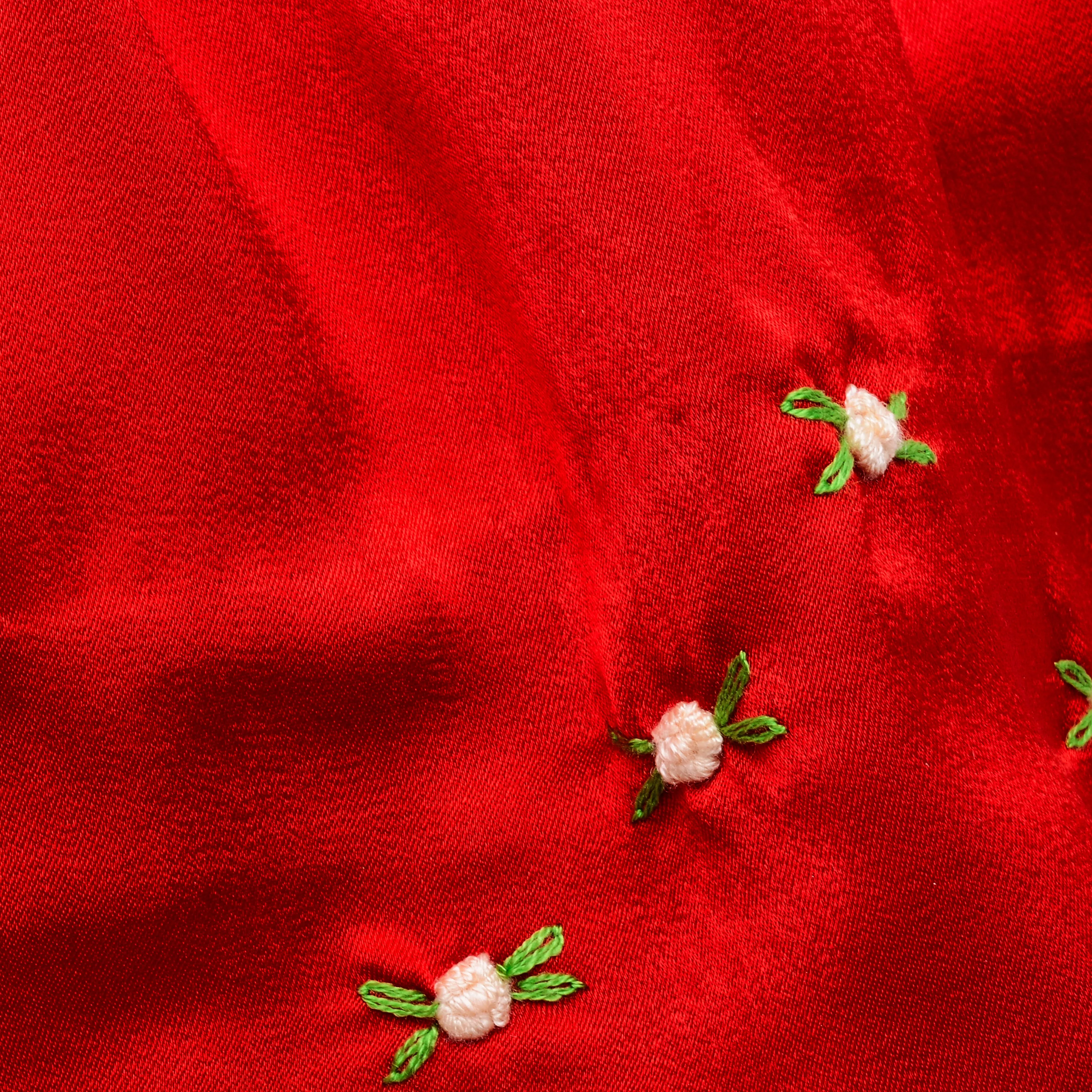 Ocean Baby Girls Smocked Red & Cream Satin Petticoat Layered Dress (3M-8Yrs)