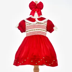 Ocean Baby Girls Smocked Red & Cream Satin Petticoat Layered Dress (3M-8Yrs)