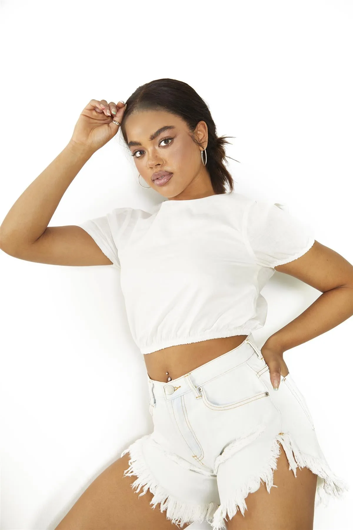 Off-White Crew-Neck Crop-Top