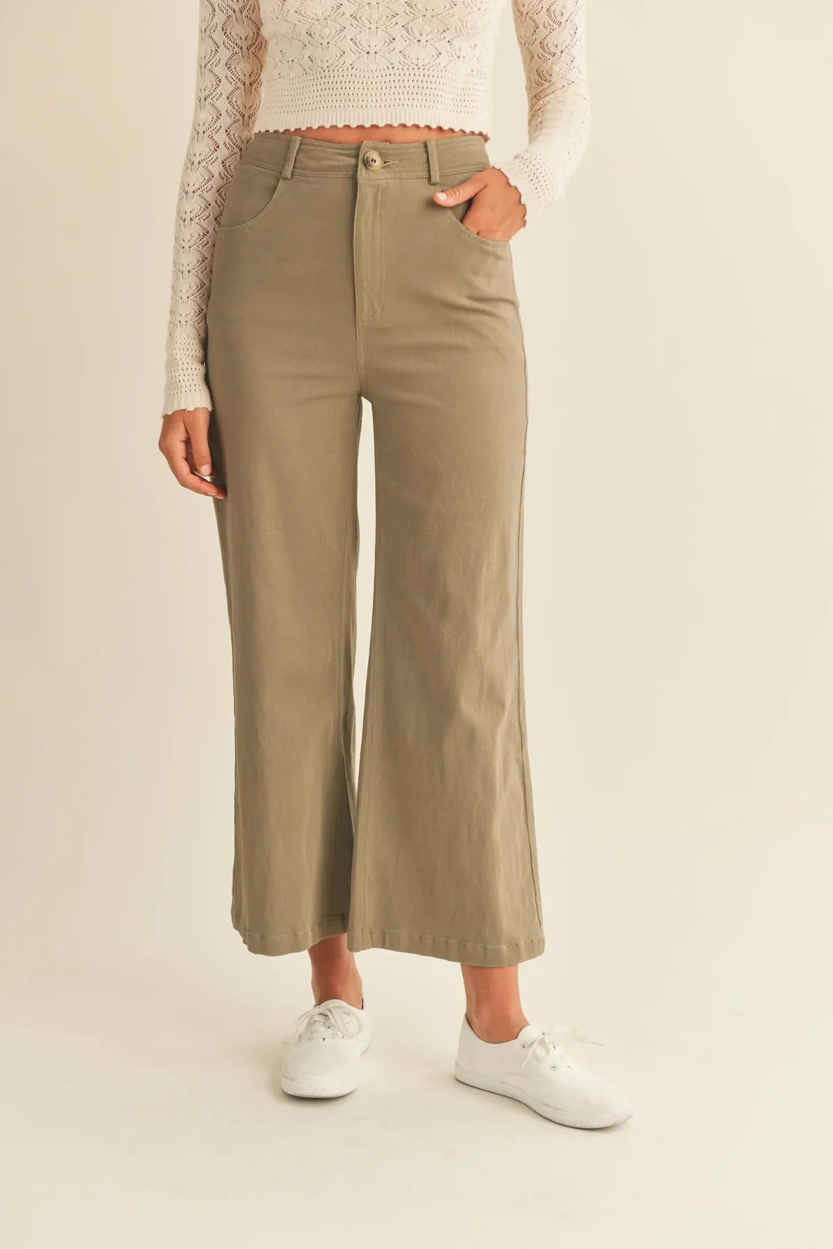 Olive Cropped Trouser