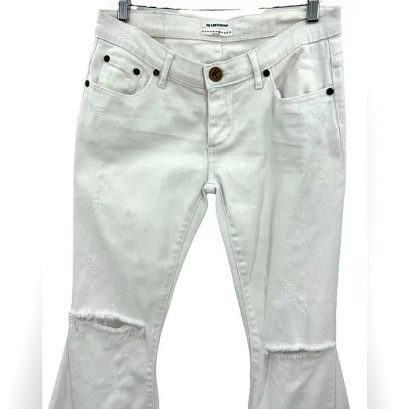 One Teaspoon LUXE WHITE MARINES Super Flared distressed, Jean’s SZ 28