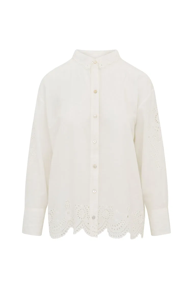 Orsay Cotton Eyelet Button Down Blouse