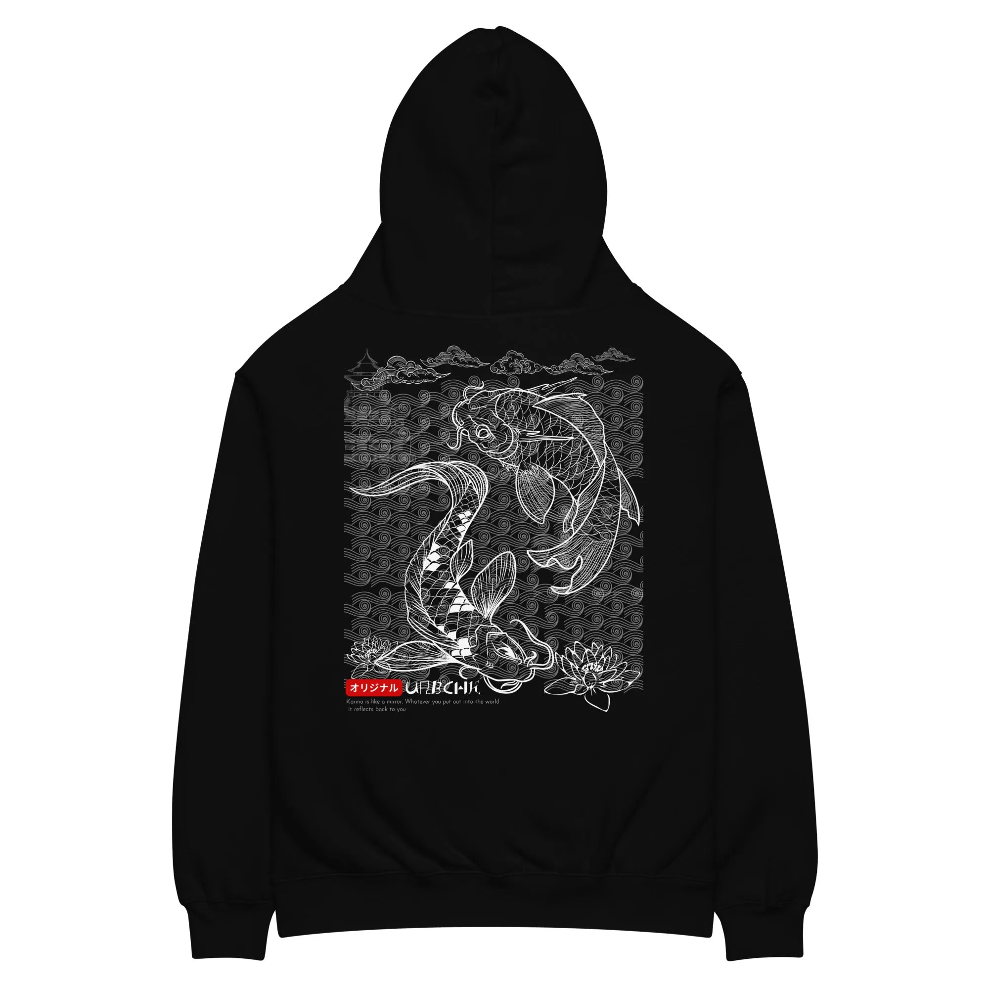 OVERSIZED RELAXED FIT HOODIE JAPAN ART BLACK