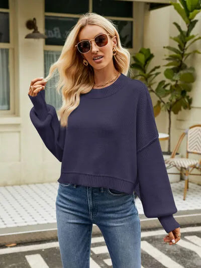 Owen Round Neck Lantern Sleeve Sweater