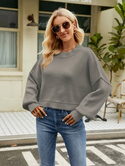 Owen Round Neck Lantern Sleeve Sweater
