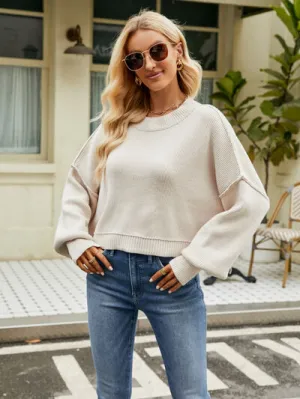 Owen Round Neck Lantern Sleeve Sweater