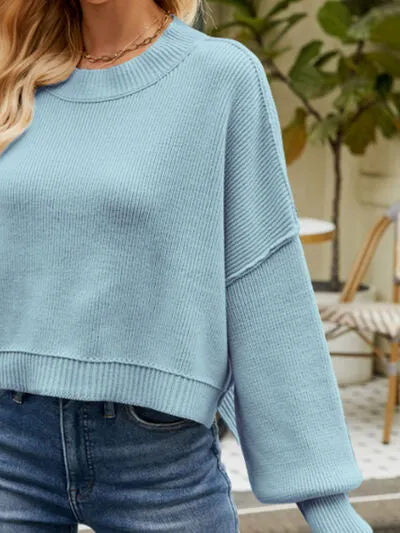 Owen Round Neck Lantern Sleeve Sweater