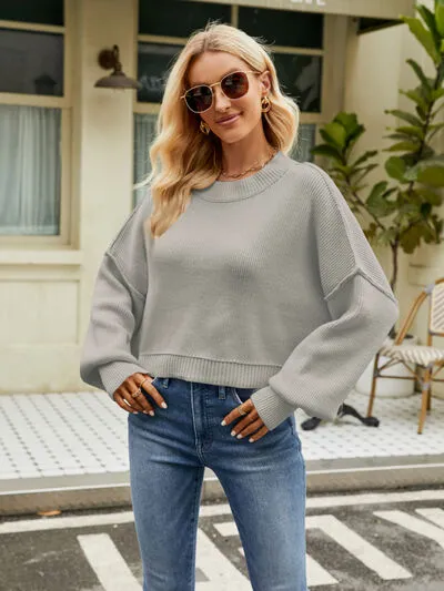 Owen Round Neck Lantern Sleeve Sweater