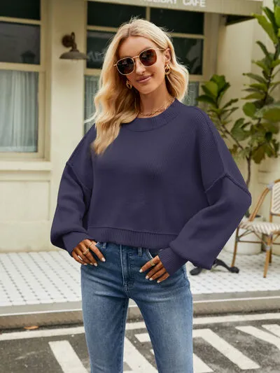 Owen Round Neck Lantern Sleeve Sweater