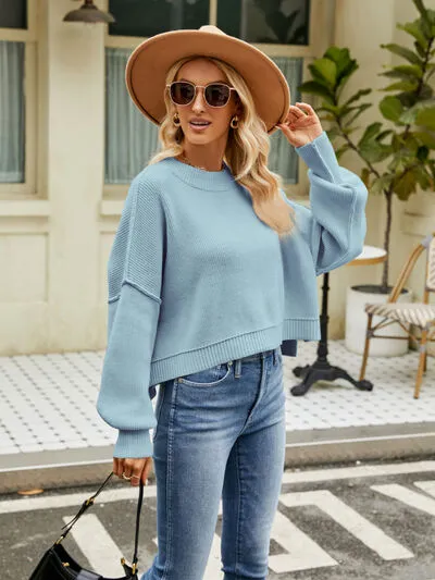 Owen Round Neck Lantern Sleeve Sweater