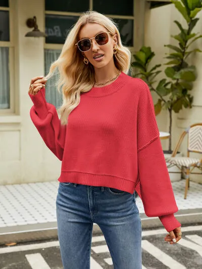 Owen Round Neck Lantern Sleeve Sweater