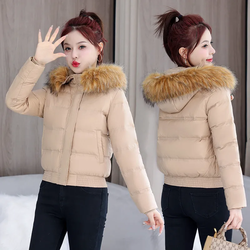 Padded and Quilted Cropped Puffer Jacket with Stain-resistant Fabric