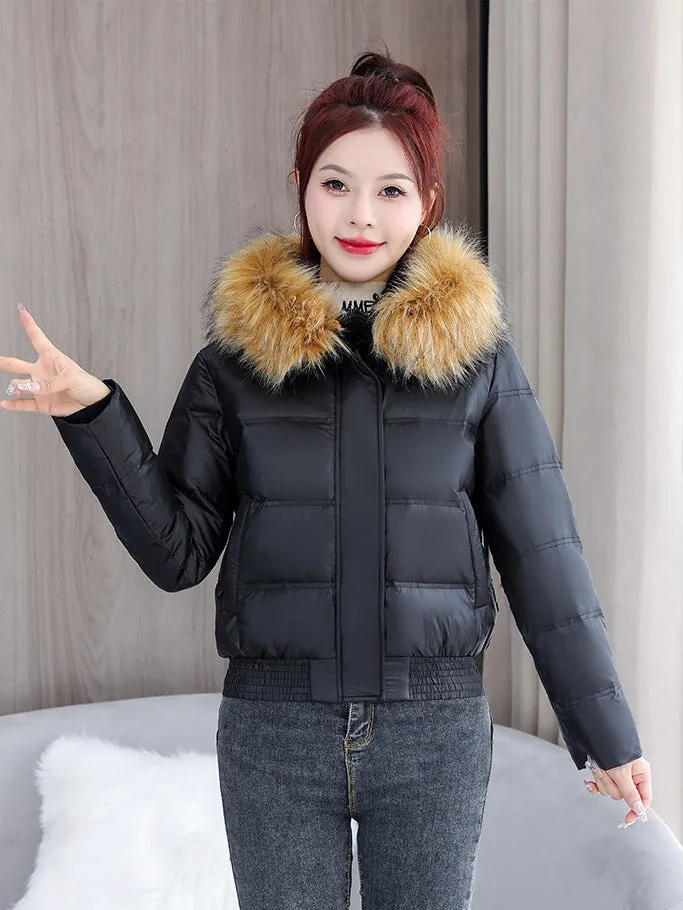 Padded and Quilted Cropped Puffer Jacket with Stain-resistant Fabric