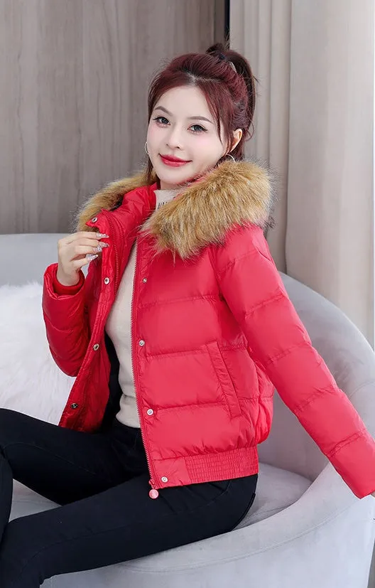 Padded and Quilted Cropped Puffer Jacket with Stain-resistant Fabric