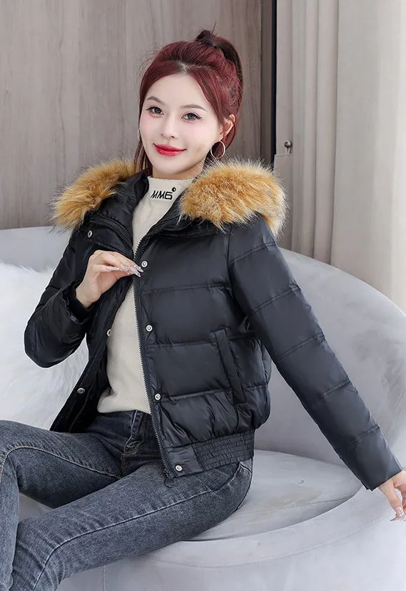 Padded and Quilted Cropped Puffer Jacket with Stain-resistant Fabric
