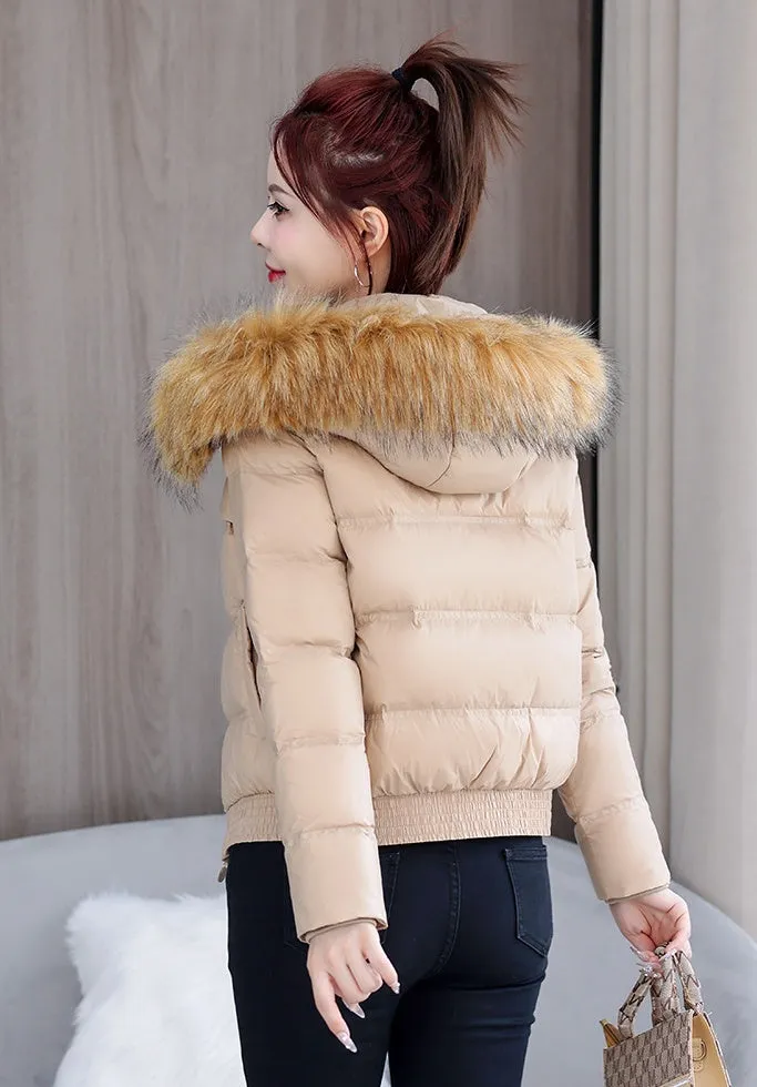 Padded and Quilted Cropped Puffer Jacket with Stain-resistant Fabric