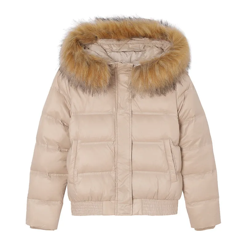 Padded and Quilted Cropped Puffer Jacket with Stain-resistant Fabric