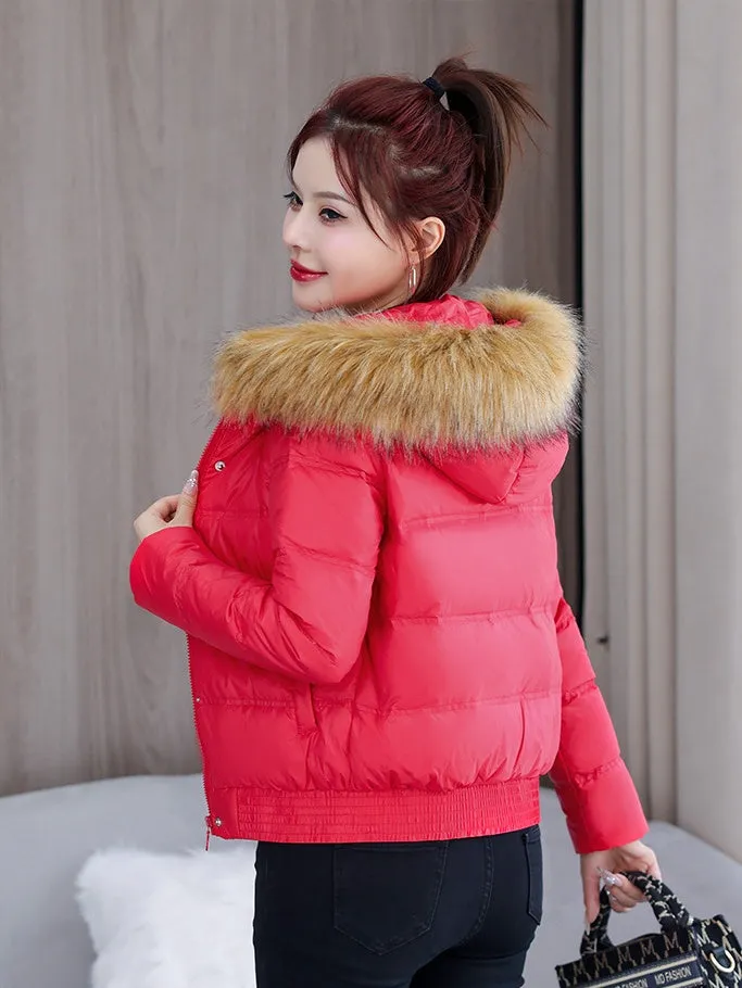 Padded and Quilted Cropped Puffer Jacket with Stain-resistant Fabric