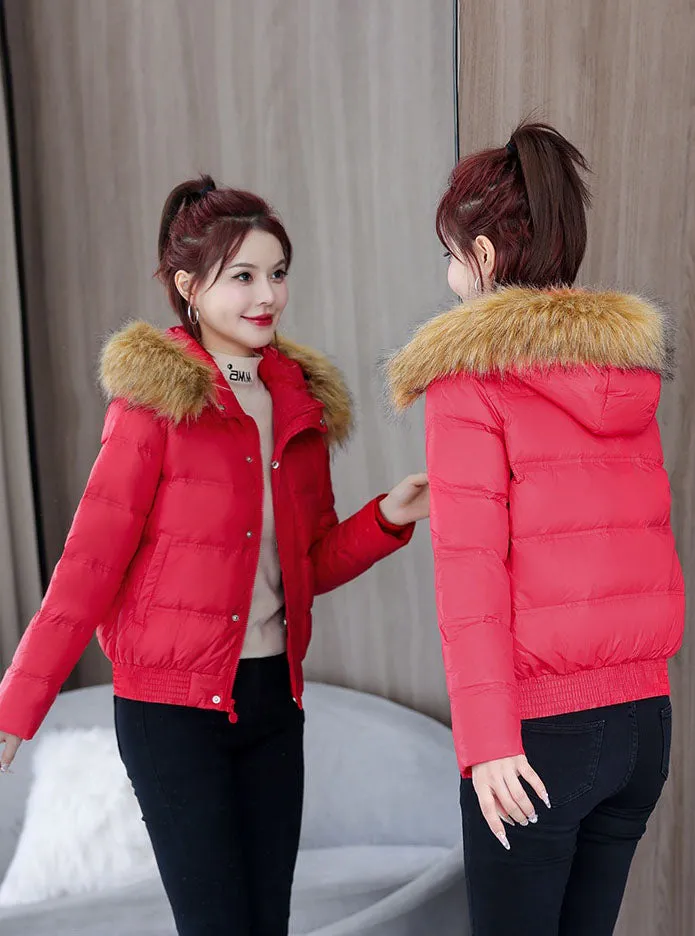 Padded and Quilted Cropped Puffer Jacket with Stain-resistant Fabric