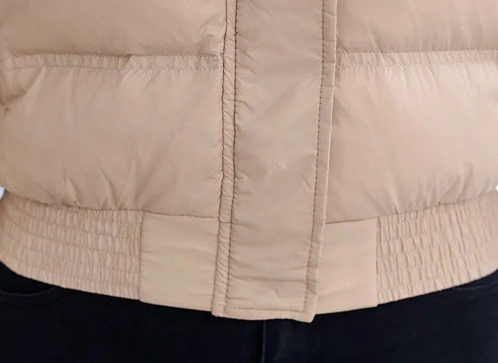 Padded and Quilted Cropped Puffer Jacket with Stain-resistant Fabric